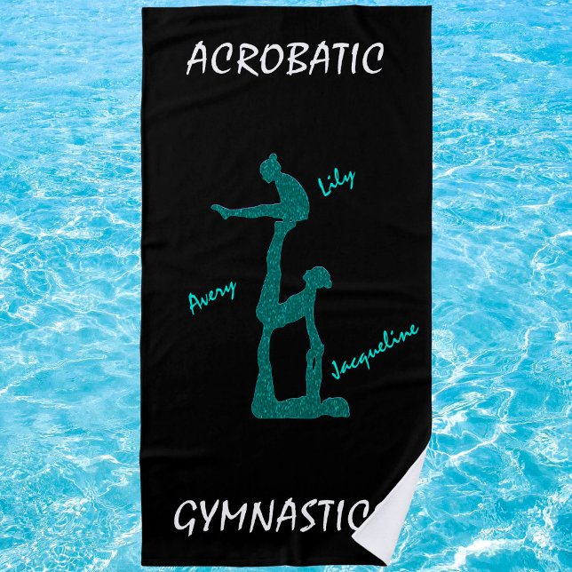 Acrobatic Gymnastics Beach Towel w/ Up To 3 Names (Creator Uploaded)
