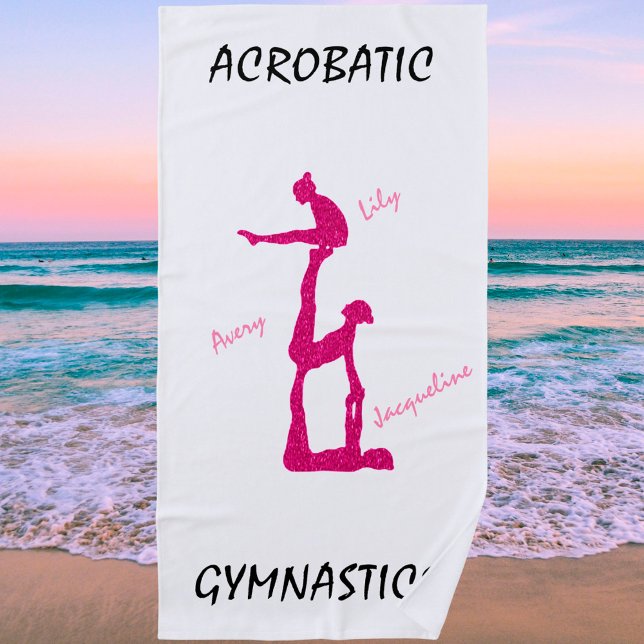 Acrobatic Gymnastics Beach Towel w/ Up To 3 Names (Creator Uploaded)