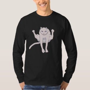 Acrobatically jumping athlete white cat T-Shirt