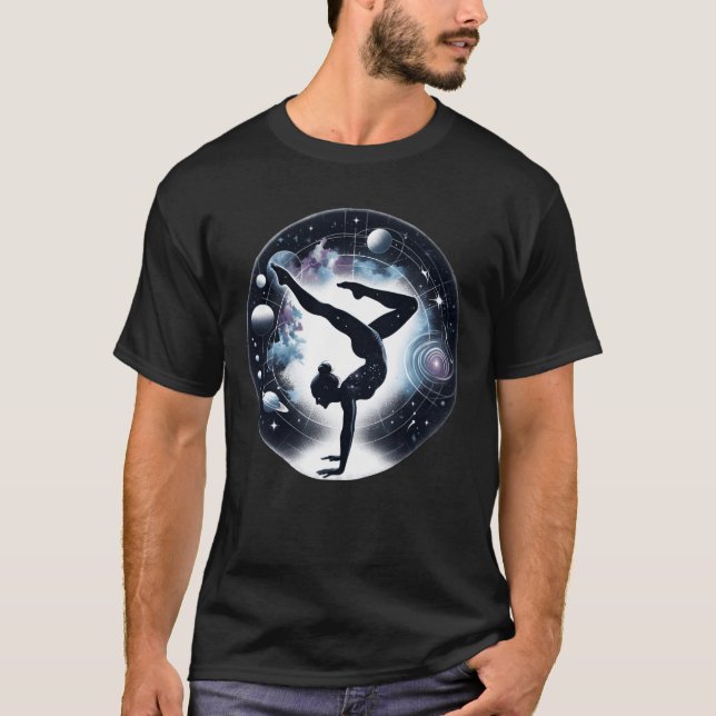 Acrobatics Cart Wheel Alien Gymnast Sport girl T-Shirt (Front)