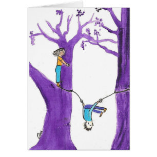 Acrobaties sur deux arbres pourpres