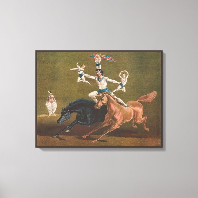 Acrobats On Horseback. Canvas Print (Front)