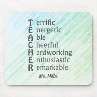 Acronym for Teachers Name Green Blue Abstract Mouse Pad