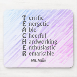 Acronym for Teachers Name Purple Abstract Mouse Pad