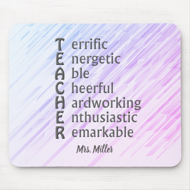 Acronym for Teachers Name Purple Abstract  Mouse Pad (Front)