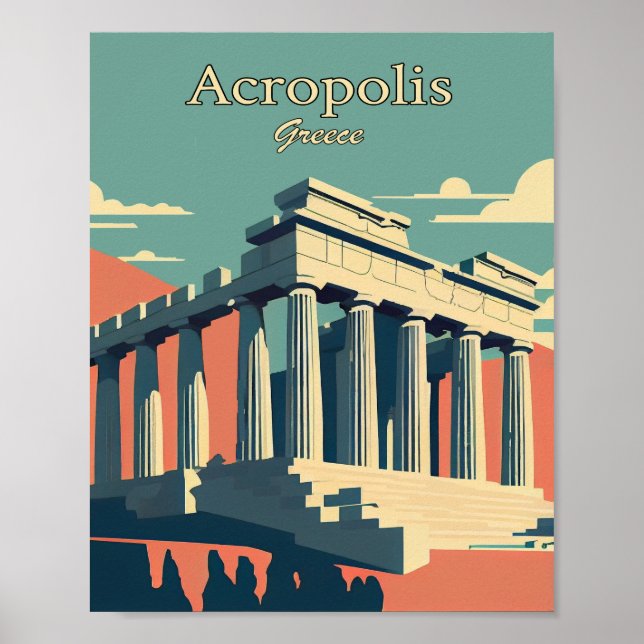 Acropole Athens Grecce Minimaliste Art Poster (Devant)