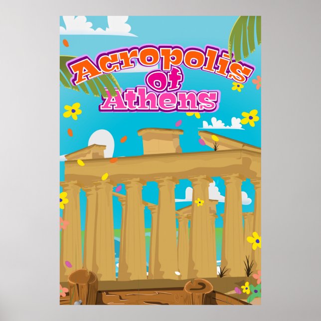 Acropole d'Athènes poster de voyage Grèce. (Devant)