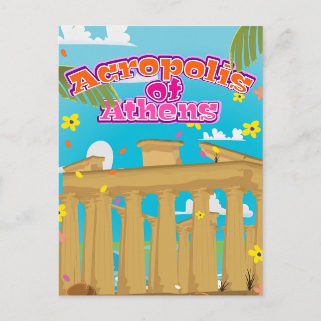 Acropolis of Athens Greece travel poster. Postcard (Front)