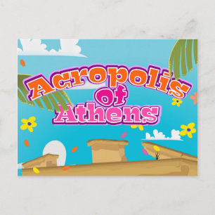 Acropolis of Athens Greece travel poster. Postcard