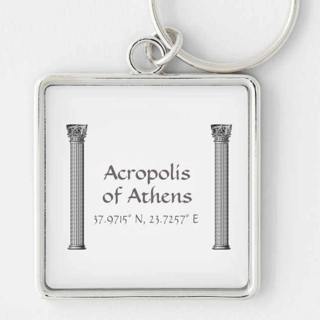 Acropolis of Athens Latitude  Longitude  Keychain (Front)