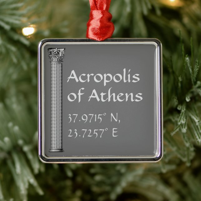 Acropolis of Athens Latitude  Longitude  Metal Ornament (Tree)