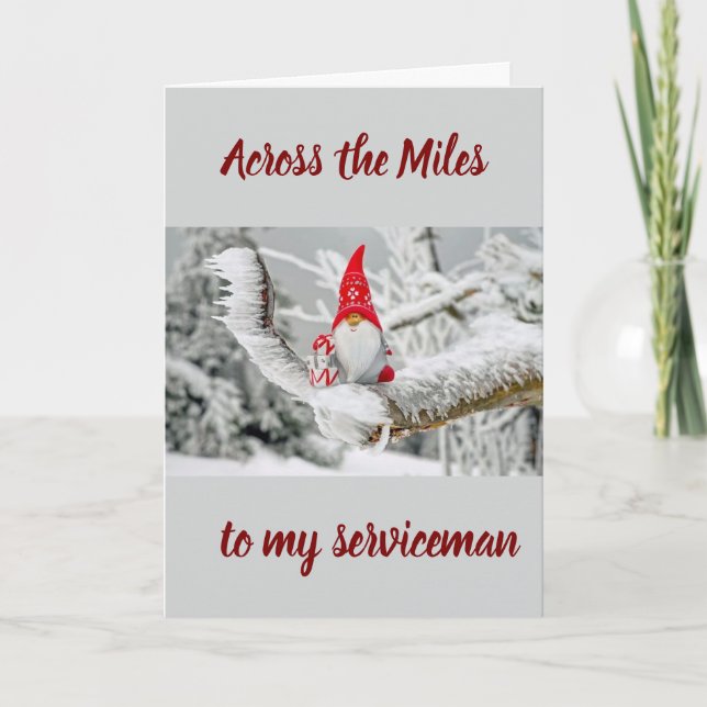 ACROSS MILES TO "SERVICEMAN" AT CHRISTMAS HOLIDAY CARD (Front)