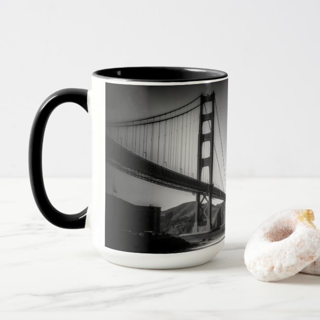 Across the Bay Golden Gate Bridge San Francisco Mug (With Donut)