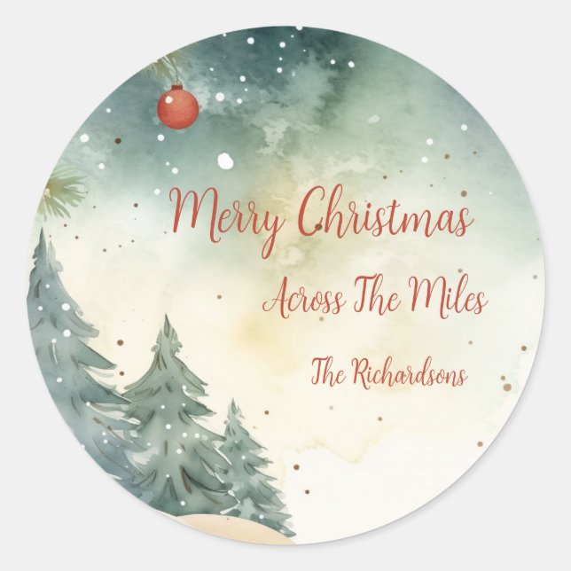 "Across the Miles" Christmas Stickers (Front)