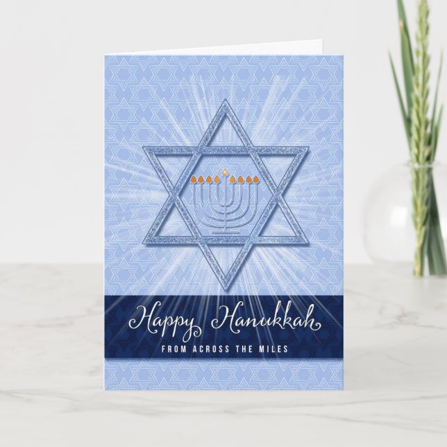 Across the Miles on Hanukkah Star of David Holiday Card (Front)