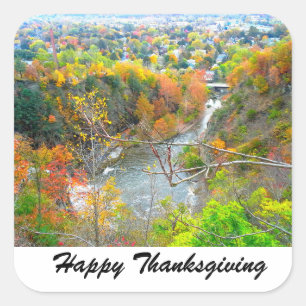 ACROSS THE MILES ON THANKSGIVING SQUARE STICKER