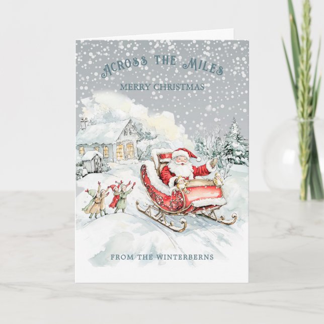 Across the Miles Santa Sleigh Christmas Holiday Card (Front)