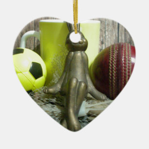 Across the Pitch & Crease: Football Cricket Blend Ceramic Ornament
