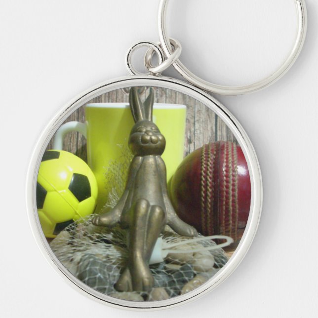 Across the Pitch & Crease: Football Cricket Blend Keychain (Front)