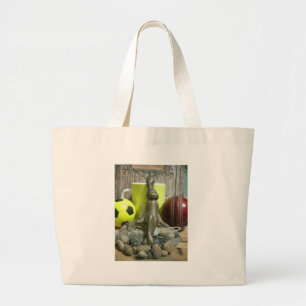 Across the Pitch & Crease: Football Cricket Blend Large Tote Bag