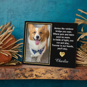 Across The Rainbow Bridge Gold Pet Dog Memorial Plaque