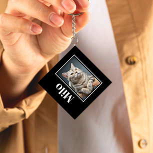 Across The Rainbow Bridge Silver Pet Cat Memorial Keychain