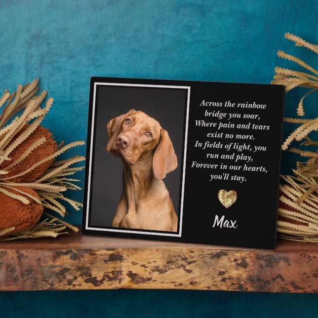 Across The Rainbow Bridge Vizsla Dog Plaque (Side)