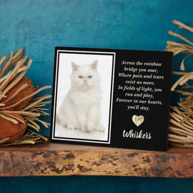 Across The Rainbow Bridge White Pet Cat Dog Plaque (Side)