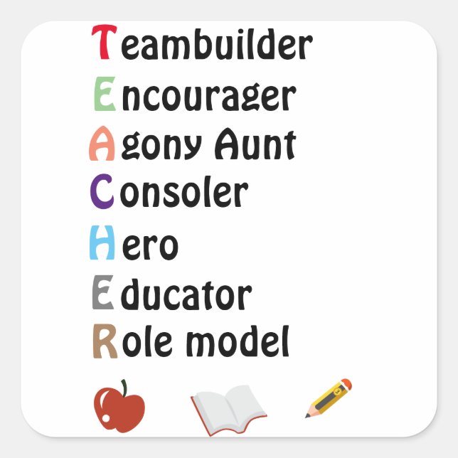Acrostic teacher thank you  square sticker (Front)