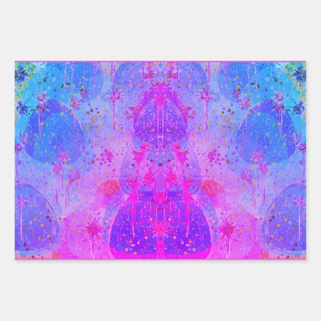acrylic abstract art in vibrant colours wrapping paper sheet (Front)