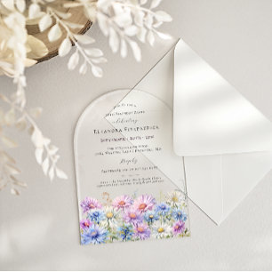 ACRYLIC ARCH 90 Birthday September Birth Flower  Invitations