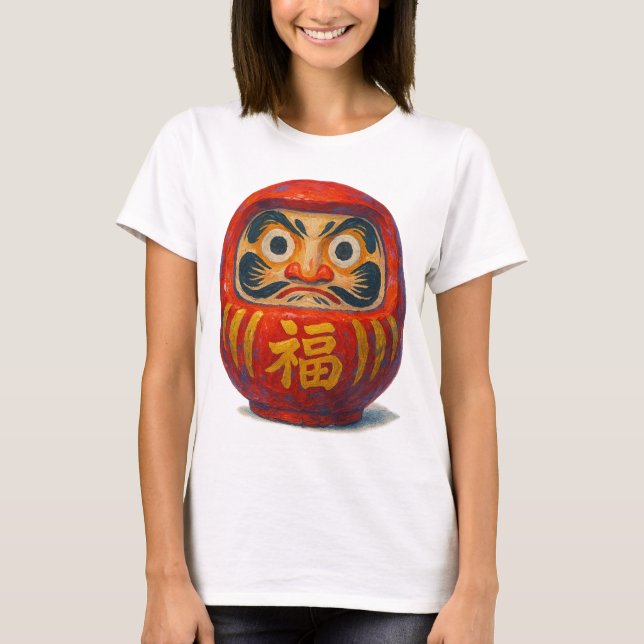 Acrylic Art of Japanese Daruma Doll  T-Shirt (Front)