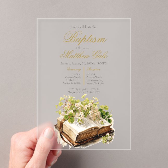 Acrylic baptism with Bible  Invitations (Insitu (Handheld))