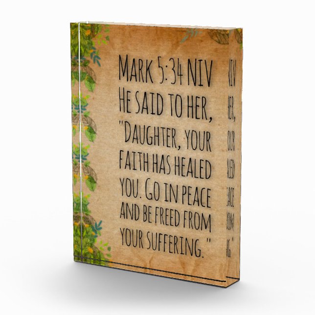 Acrylic Bible Verse Block - Mark 5:34 (Right)