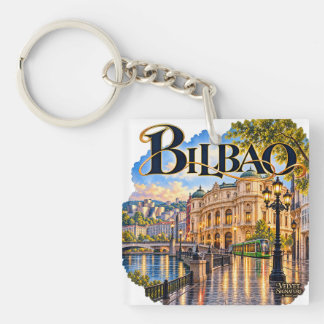 Acrylic Bilbao keychain with city illustration