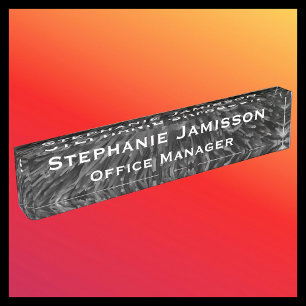 Acrylic Black Floral Macro Abstract Name Title Nameplate