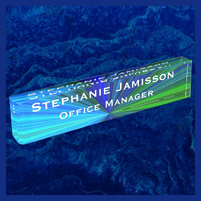 Acrylic Blue and Green Starburst Name and Title  Nameplate (Creator Uploaded)