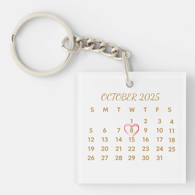 Acrylic Calendar – Personalized Date Highlight Keychain (Front)