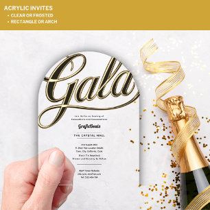 Acrylic Clear Gala Business Charity Corporate Gold Invitations