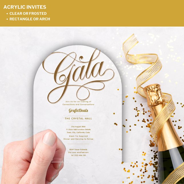 Acrylic Clear Gala Business Charity Corporate Gold Invitations (Creator Uploaded)