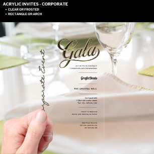 Acrylic Clear Gala Business Charity Corporate Gold Invitations