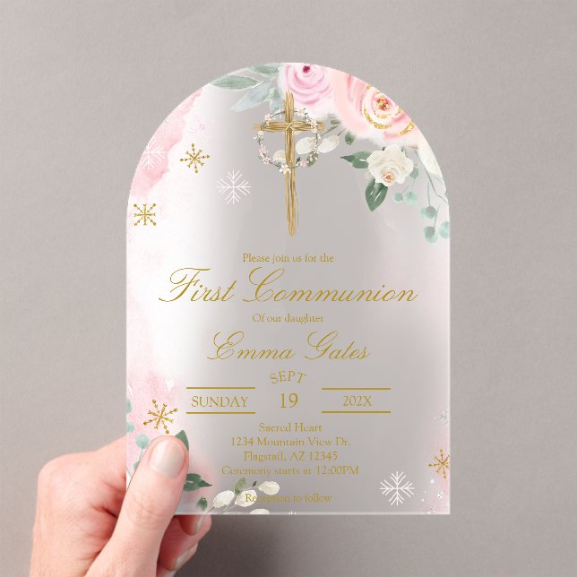 Acrylic Crucifix  first communion Invitation (Insitu (Handheld))