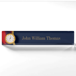 Acrylic Desk Name Plates Navy Blue Red Gold