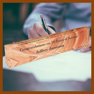 Acrylic Desk Nameplate, 10 Years of Service Nameplate