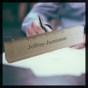 Acrylic Desk Nameplate, Chrome Gradient Design Nameplate