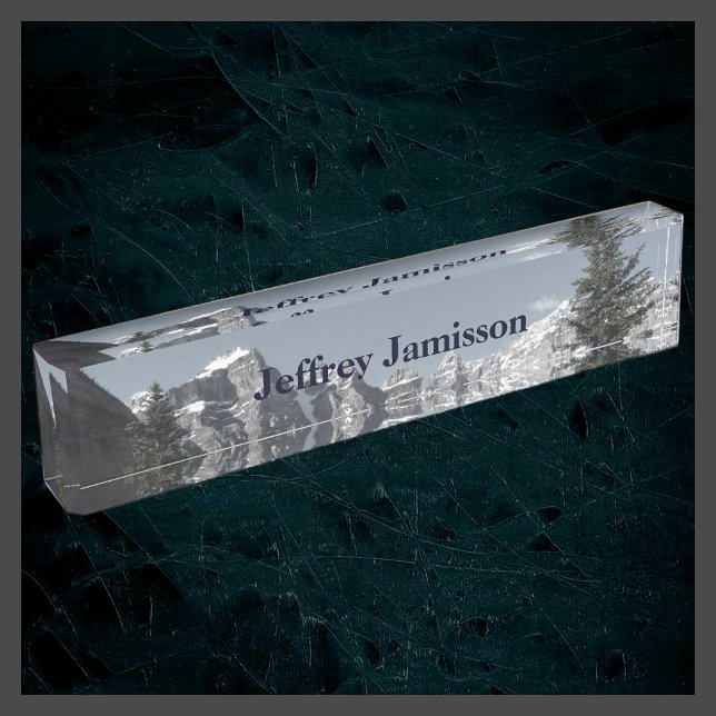 Acrylic Desk Nameplate Mountains Personalized Grey (Creator Uploaded)
