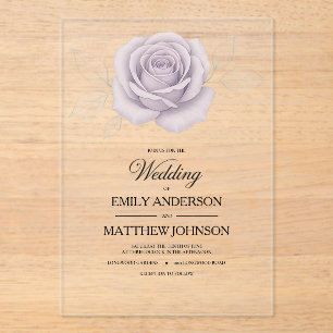 Acrylic Elegant Purple Rose Wedding Invitation
