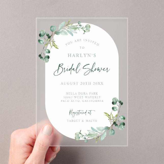 Acrylic Eucalyptus Bridal Shower Party Invitation (Insitu (Handheld))