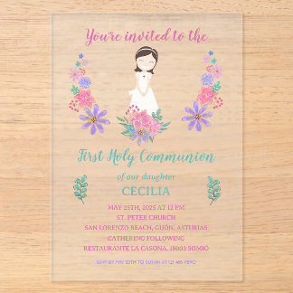 Acrylic First Communion Invitation CECILIA