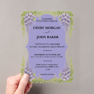 Acrylic Floral Wedding Invitation Card - Wisteria